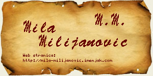 Mila Milijanović vizit kartica